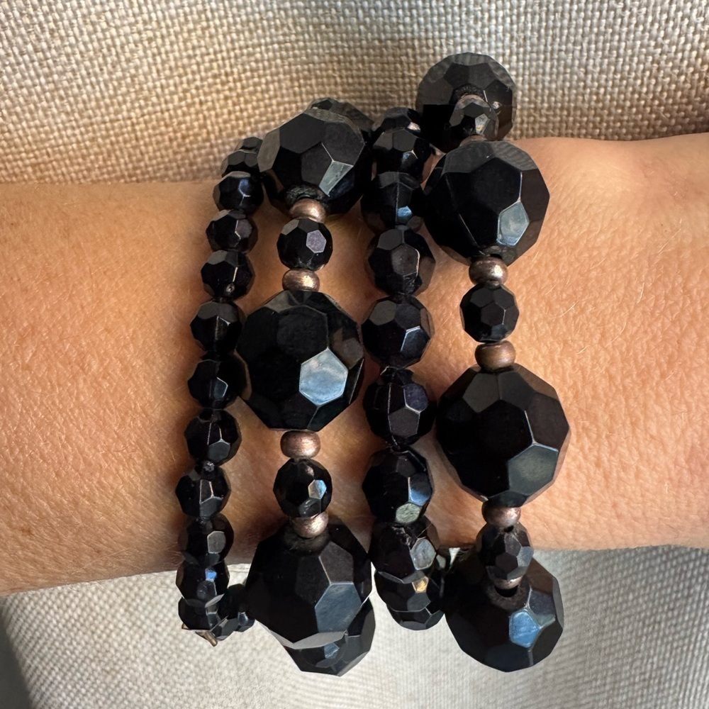 Black bracelets stack